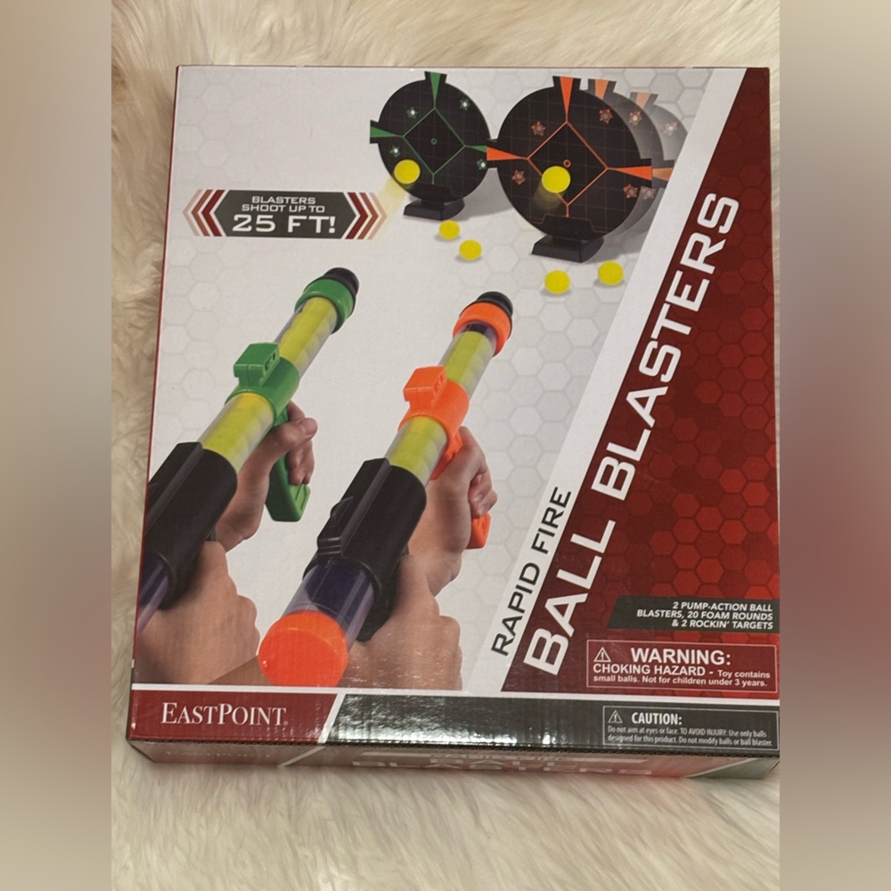 Rapid Fire Ball Blasters- 2 Ball Blasters, 20 Foam Rounds and 2 Targets NEW